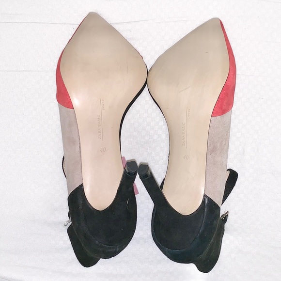 Zara women’s suede d’orsay color block pointed toe high heel pumps - size 9 - Picture 4 of 4